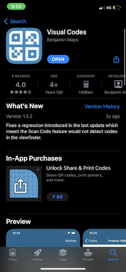 Visual codes QR code genrator app for iOS